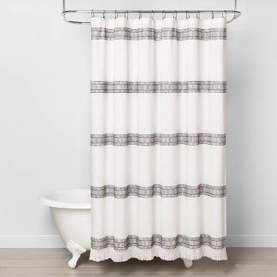 Textured Dobby Stripe Shower Curtain Gray - Hearth & Hand™ with Magnolia added by Janae Sullivan