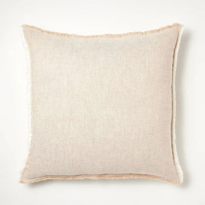 Oversized Reversible Linen Square Throw Pillow with Frayed Edges Beige - Threshold™ designed with Studio McGee added by Liz Kirby