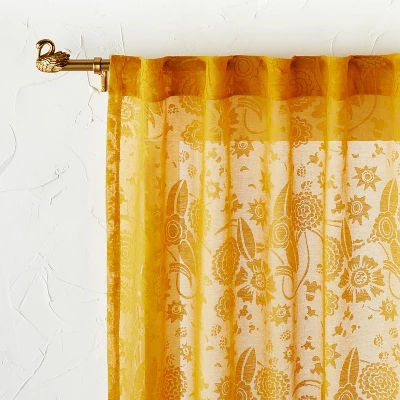 1pc Sheer Idris Printed Burnout Window Curtain Panel Gold - Opalhouse™ designed with Jungalow™ added by Spoak Member