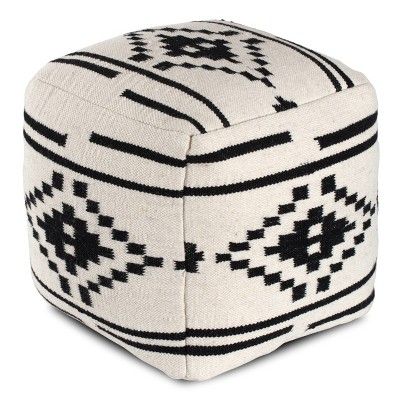 Noir Noor Pouf Black/White Geometric - Anji Mountain added by Spoak Member