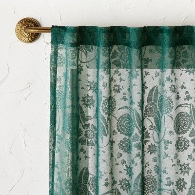 1pc Sheer Idris Printed Burnout Window Curtain Panel Teal - Opalhouse™ designed with Jungalow™ added by Spoak Member
