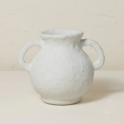 7&#34; x 8.5&#34; Terracotta Vase with Handle Chalk White - Opalhouse&#8482; designed with Jungalow&#8482; added by Emily Cuba