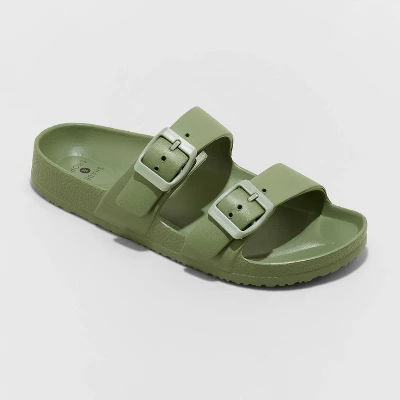 Women's Neida EVA Two Band Footbed Slide Sandals - Shade & Shore™ Olive Green 7: Contoured Footbed, Slip On added by Grace S