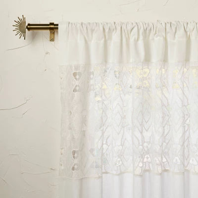 Banded Geo Macrame Sheer Curtain Panel White - Opalhouse™ designed with Jungalow™ added by Spoak Member