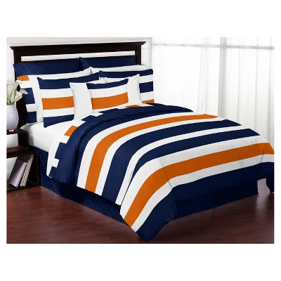 Navy &#38; Orange Stripe Comforter Set (Full/Queen) - Sweet Jojo Designs added by Rachel Fedorov