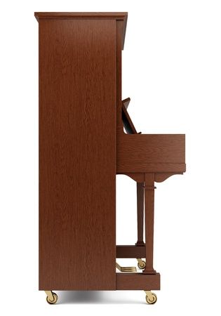 side view of brown piano isolated on white background added by Spoak Member