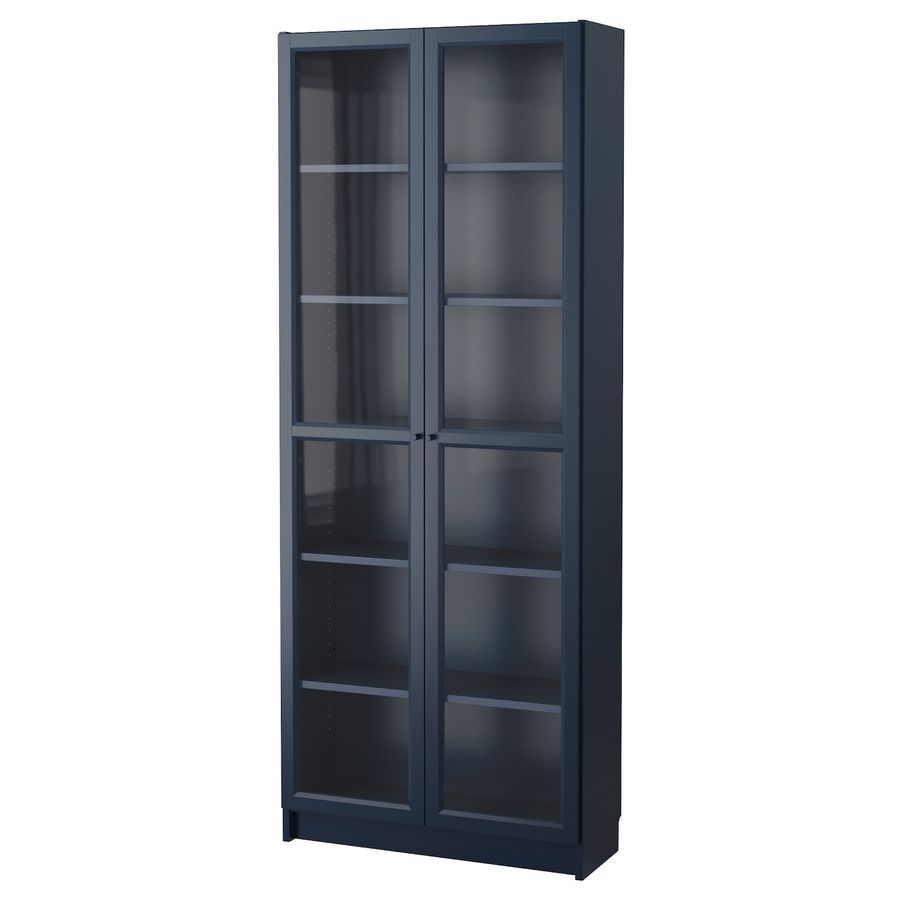 BILLY Bookcase with glass doors - dark blue 31 1/2x11 3/4x79 1/2 " added by Spoak Member