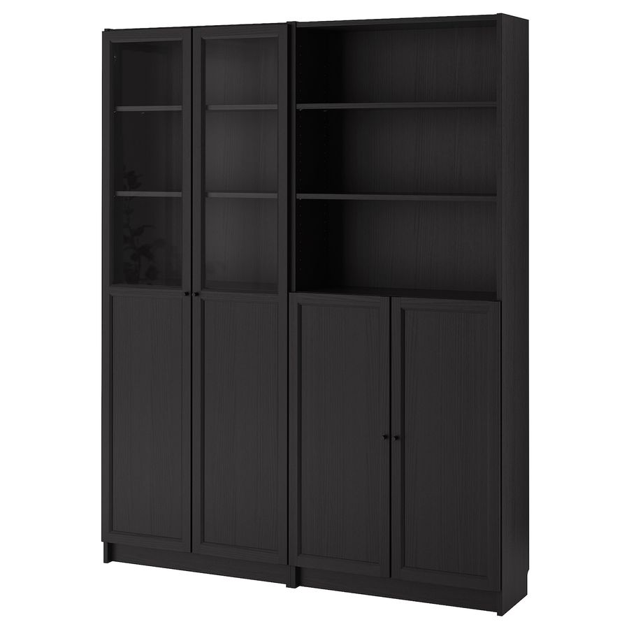 BILLY / OXBERG Bookcase with panel/glass doors, black-brown, 63x113/4x791/2" - IKEA added by Spoak Member