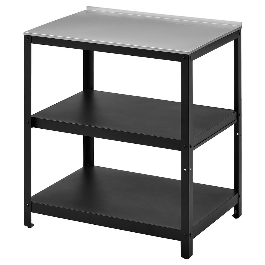GRILLSKÄR Kitchen island shelf unit, black/stainless steel outdoor, 337/8x24" - IKEA added by Laurence Bradford
