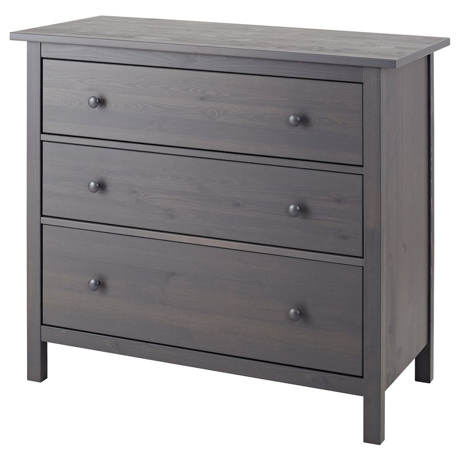 HEMNES 3-drawer chest, gray dark gray stained, 42 1/2x37 3/4" - IKEA added by Sue Morris