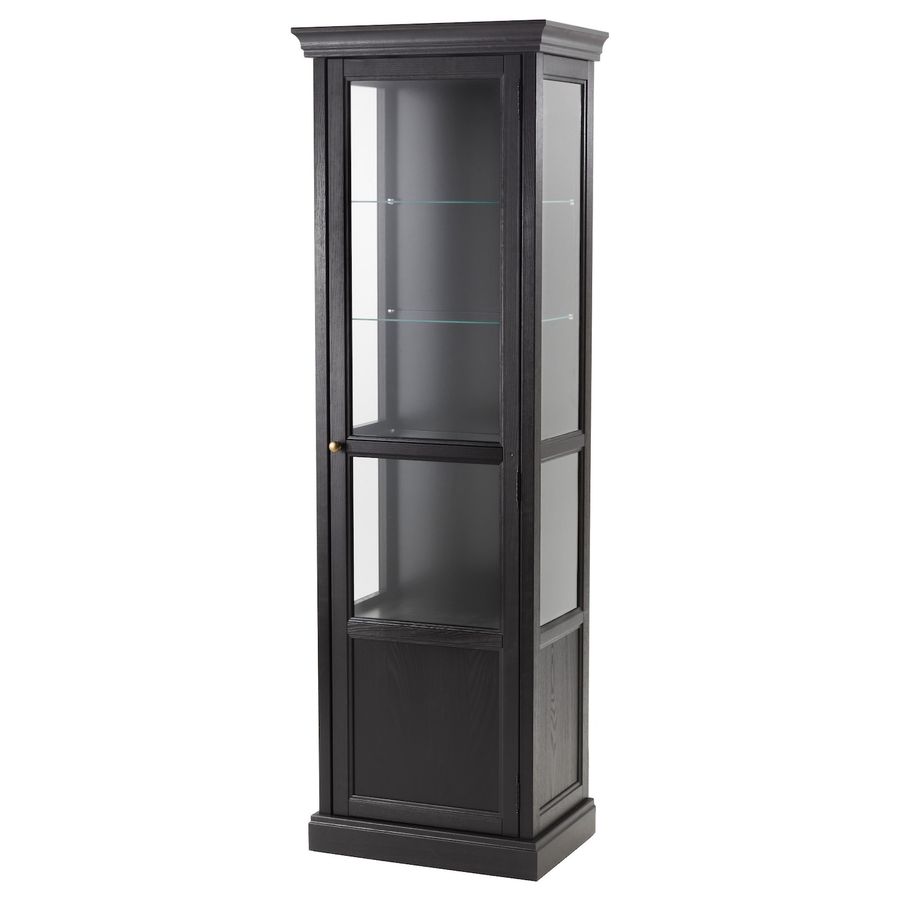MALSJÖ Glass-door cabinet, black stained black stained, 23 5/8x15 3/4x73 1/4" - IKEA added by Spoak Member