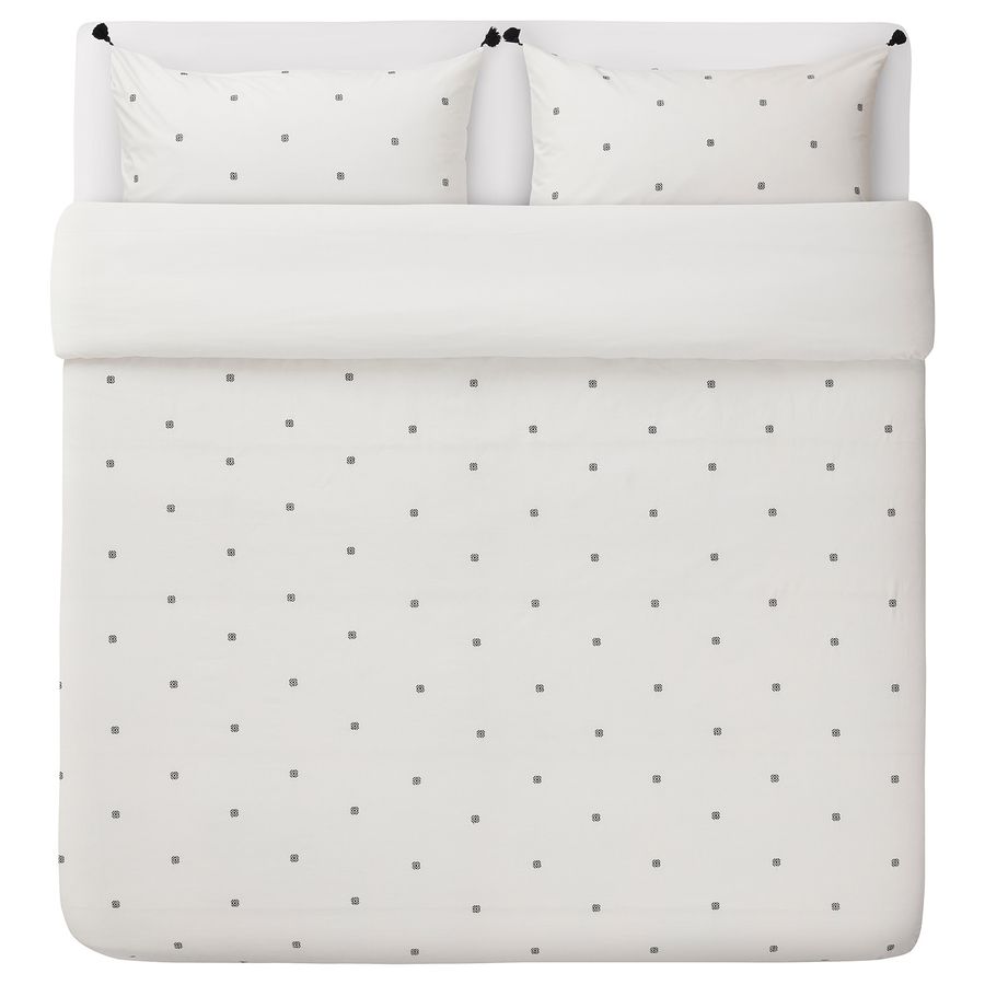 RÄVTÖREL Duvet cover and pillowcase(s), white/black, King - IKEA added by Spoak Member