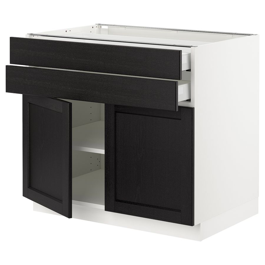 SEKTION / MAXIMERA Base cabinet w 2 doors/2 drawers - white/Lerhyttan black stained 36x24x30 " added by Spoak Member