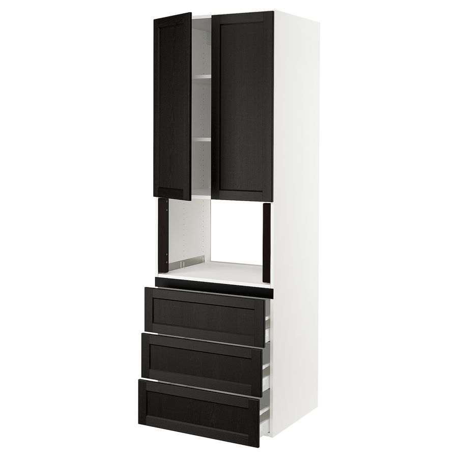 SEKTION / MAXIMERA Hi cb f micro w 3 drawers/2 doors - white/Lerhyttan black stained 30x24x90 " added by Hailey Wallin