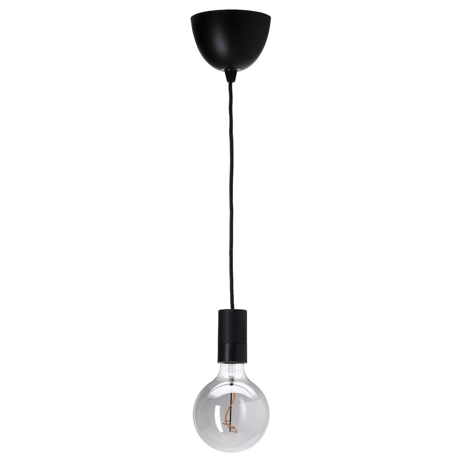 SUNNEBY / MOLNART Pendant lamp, black/globe gray clear glass, 5" - IKEA added by Spoak Member