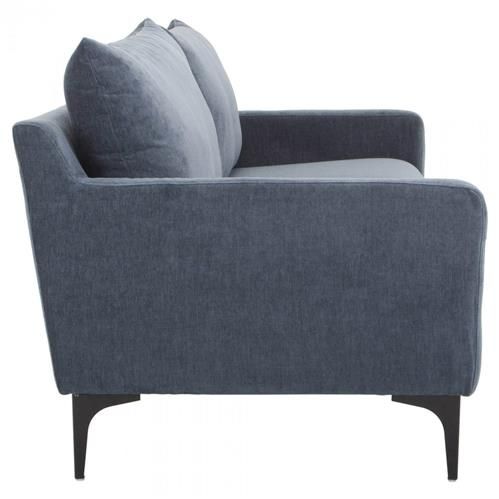 Dyna Modern Classic Blue Upholstered Black Metal Sofa - 80"W added by Liz Nevil-Smith
