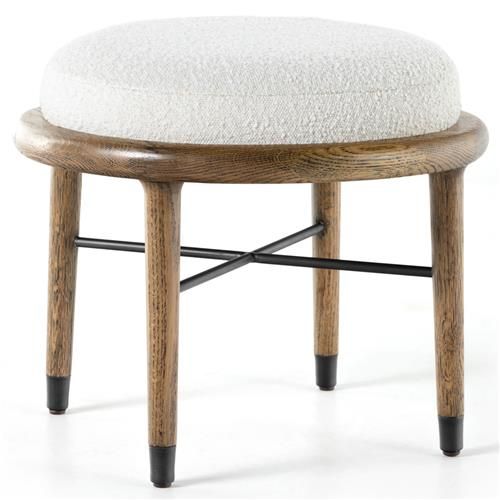 Ariel French Country Cream Upholstered Brown Wood Ottoman added by Liz Kirby