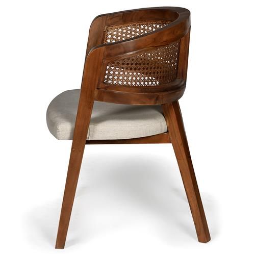 Nesty Mid Century Brown Acacia Wood White Linen Seat Low Cane Back Dining Chair added by Liz Kirby