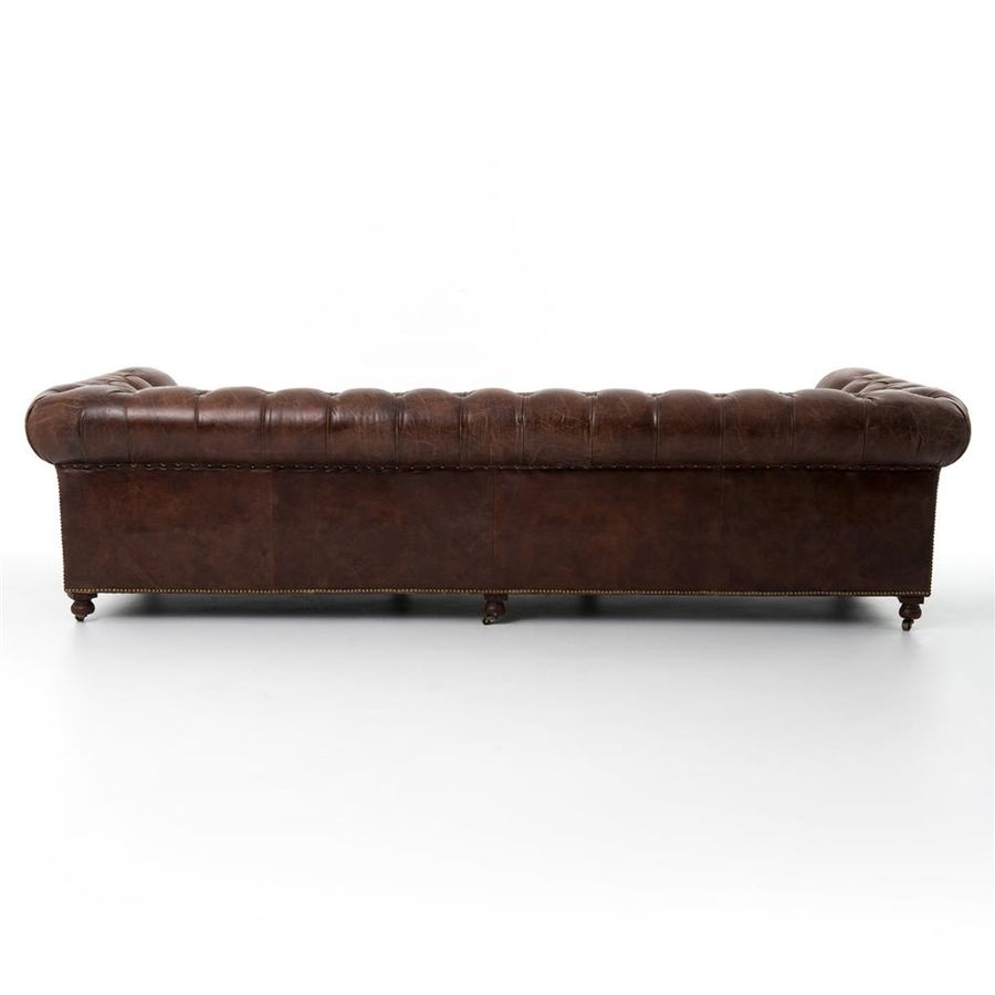 Cyril Chesterfield Tufted Brown Leather Sofa - 118W added by Lauren Abbott