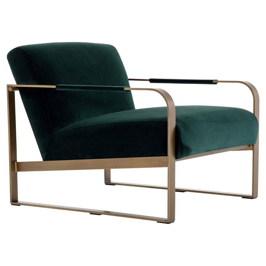 Halle Modern Classic Dark Green Upholstered Antique Brass Occasional Chair added by erika grossman