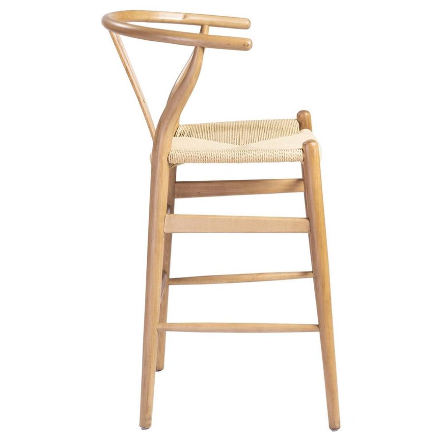 Peyton Coastal Beach Beige Wood Frame Woven Rush Wishbone Counter Stool added by Cheyenne Ely