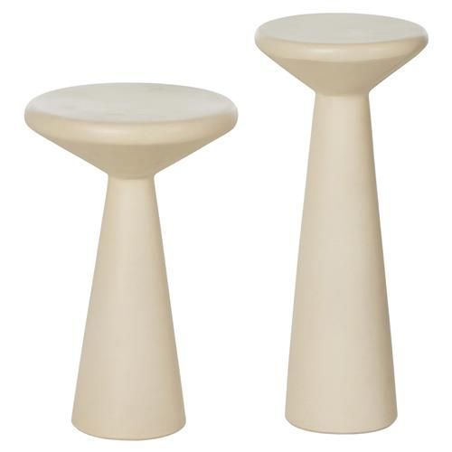 Mika Industrial Bazaar White Concrete Pedestal Accent Tables - Set of 2 added by Vivien Kowal