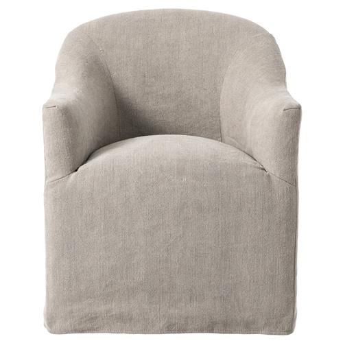 Desiree Modern French Country Beige Twill Slipcover Dining Arm Chair added by Madison Subry