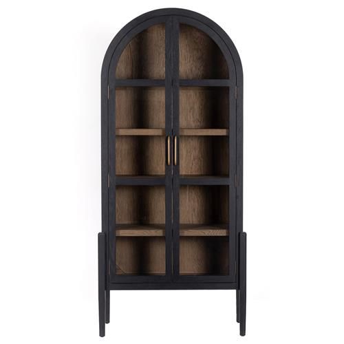 Julian Mid Century Modern Black Wood Glass Arch Display Case added by Liz Nevil-Smith