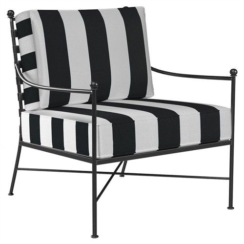 Sunset West Provence White Black Stripe Cabana Cushion Metal Outdoor Club Arm Chair added by Jessica Vegliacich