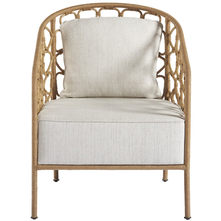 Khari Coastal Beach White Cushion Brown Rattan Round Barrel Chair added by Lisa Esposito