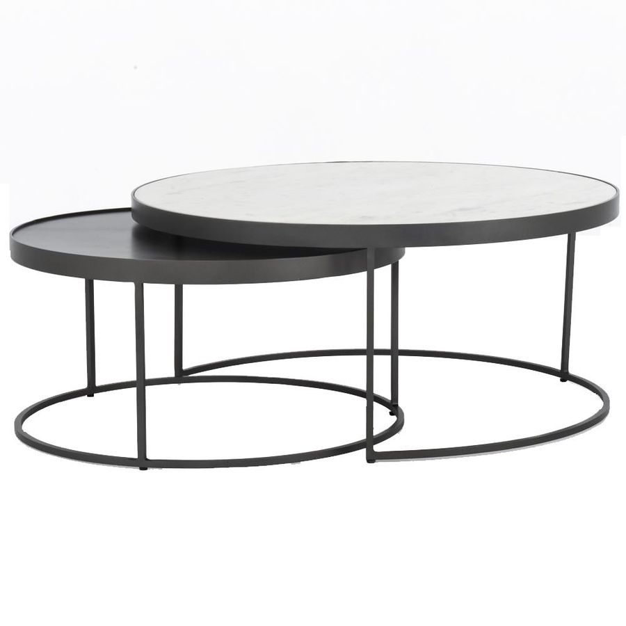 Aubree Industrial Loft White Marble Top Iron Nesting Round Coffee Table added by Kate Erickson