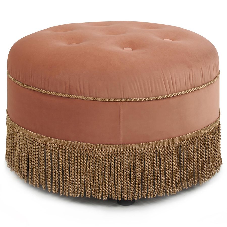 Jennifer Taylor Home Yolanda Accent Ottoman in Peach Orange Velvet | NFM added by Victoria Hardin