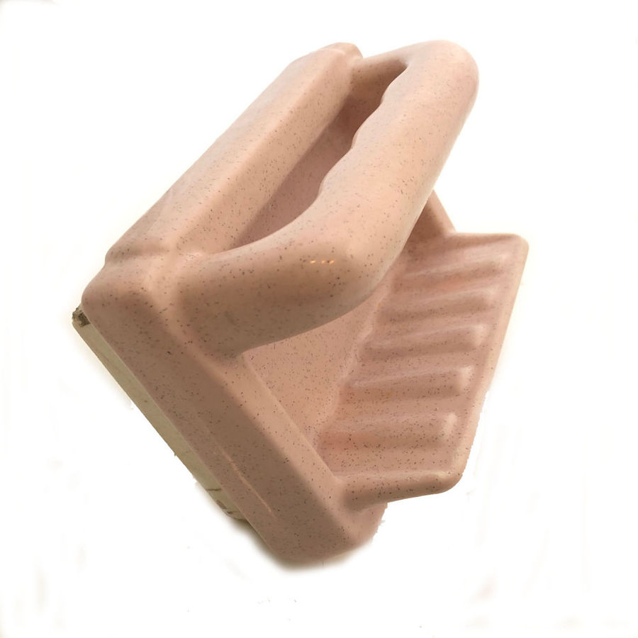 Antique Pink Speckled Porcelain Ceramic Tile-In Soap Dish with Grab Bar added by Serena Finnerty