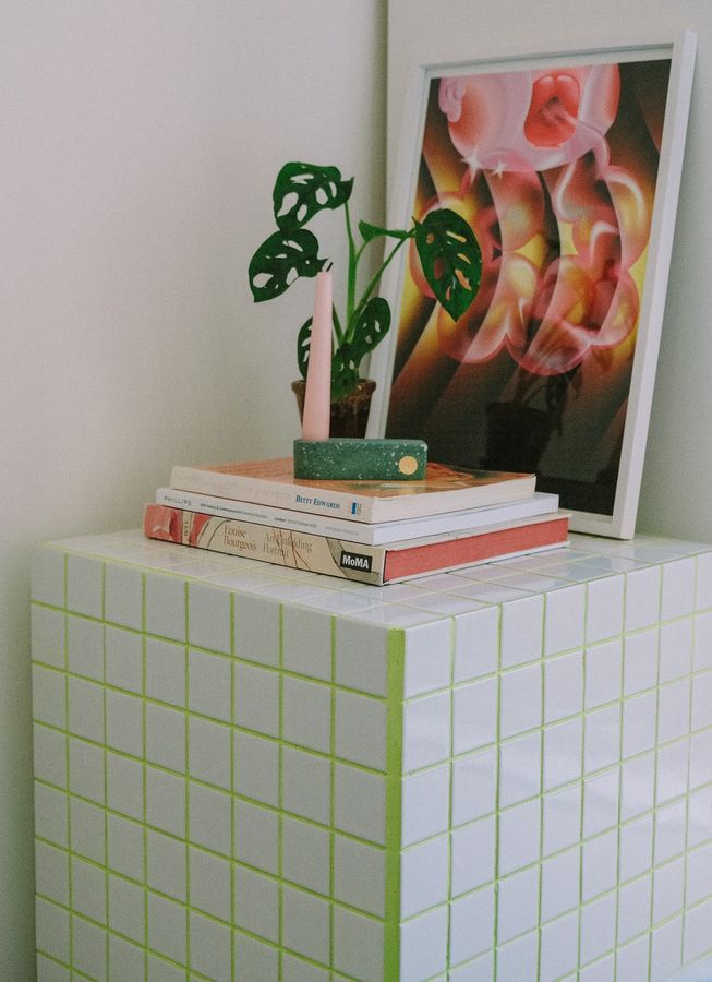 Mosaic Tile Cube Side Table, Plant Stand, Bedside Table, – Handmade Furniture Made to Order added by Taylor Winter