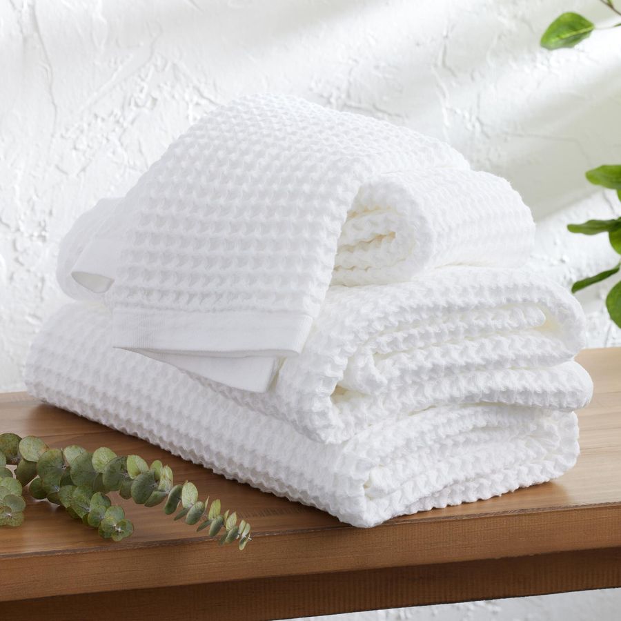 White Waffle Weave Cotton Towel Collection - World Market added by Liz Nevil-Smith